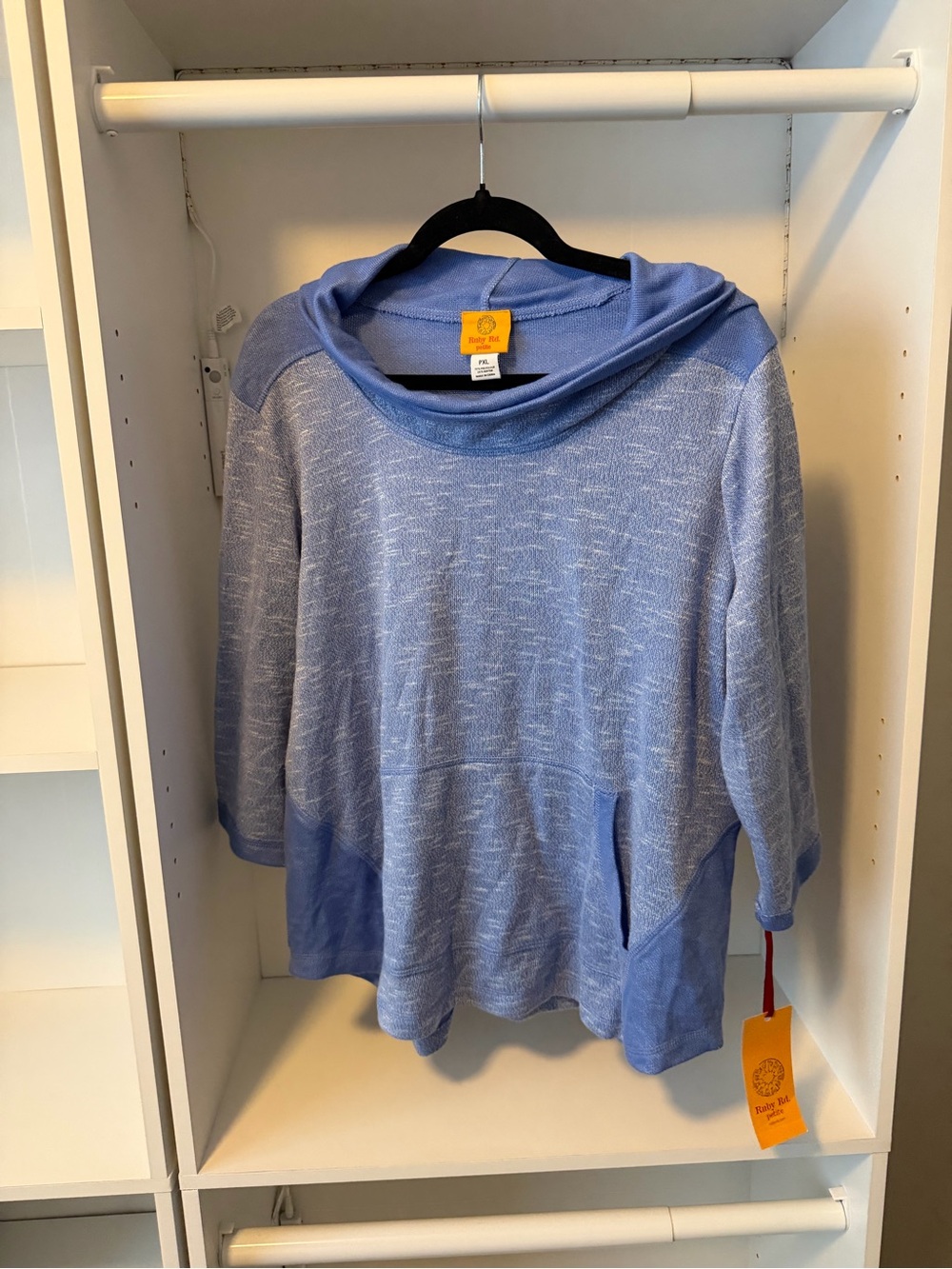 Ruby Rd. Blue Hooded Tunic Top Petite XL NWT